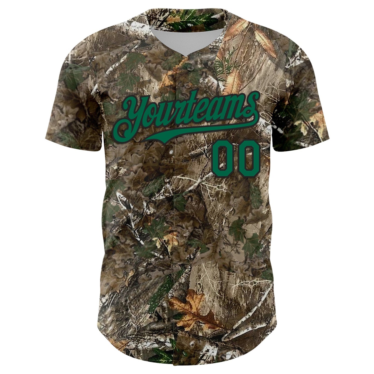 Custom Camo Kelly Green-Black Woodland Forest Camouflage Authentic Salute To Service Baseball Jersey