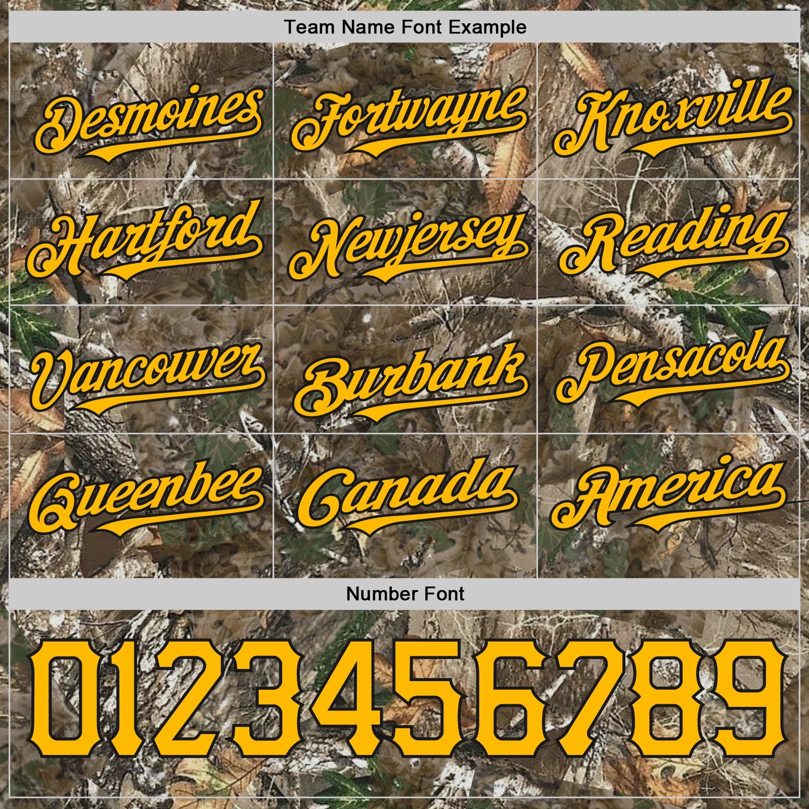 Custom Camo Gold-Black Woodland Forest Camouflage Authentic Salute To Service Baseball Jersey