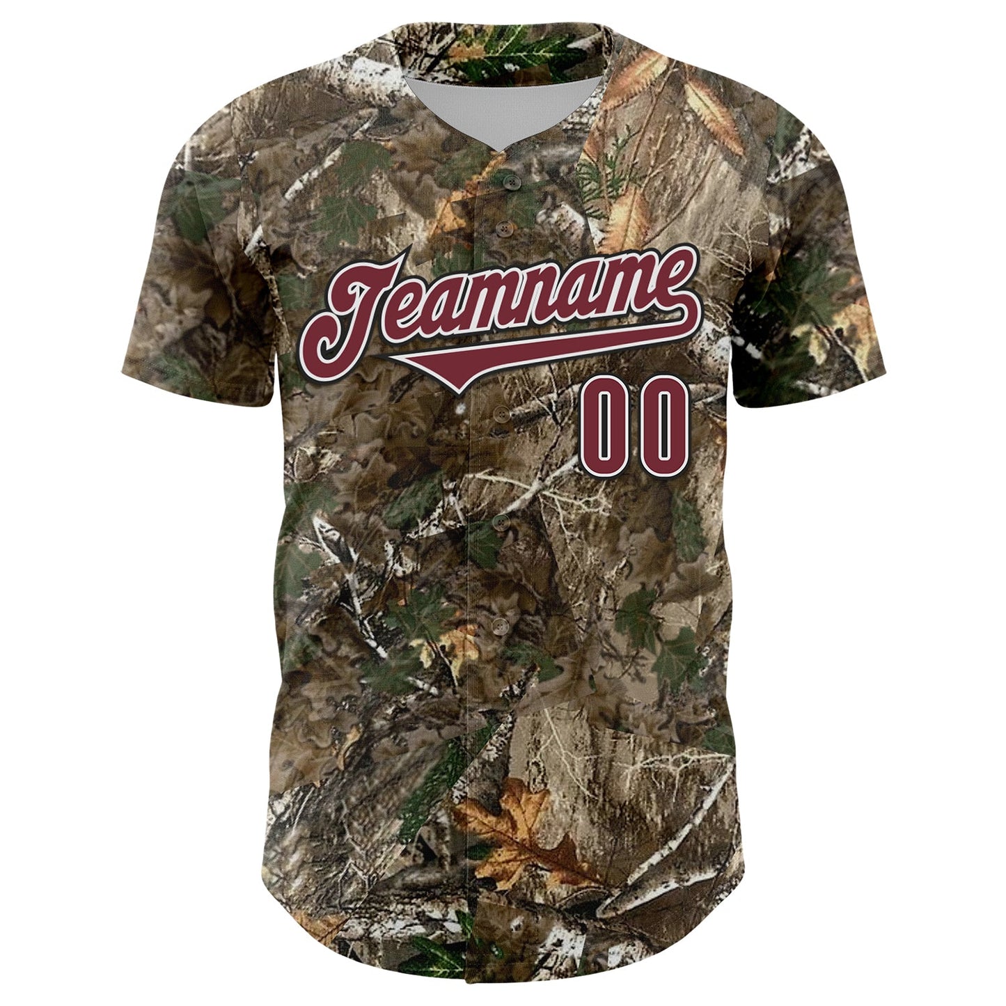 Custom Camo Burgundy White-Black Woodland Forest Camouflage Authentic Salute To Service Baseball Jersey
