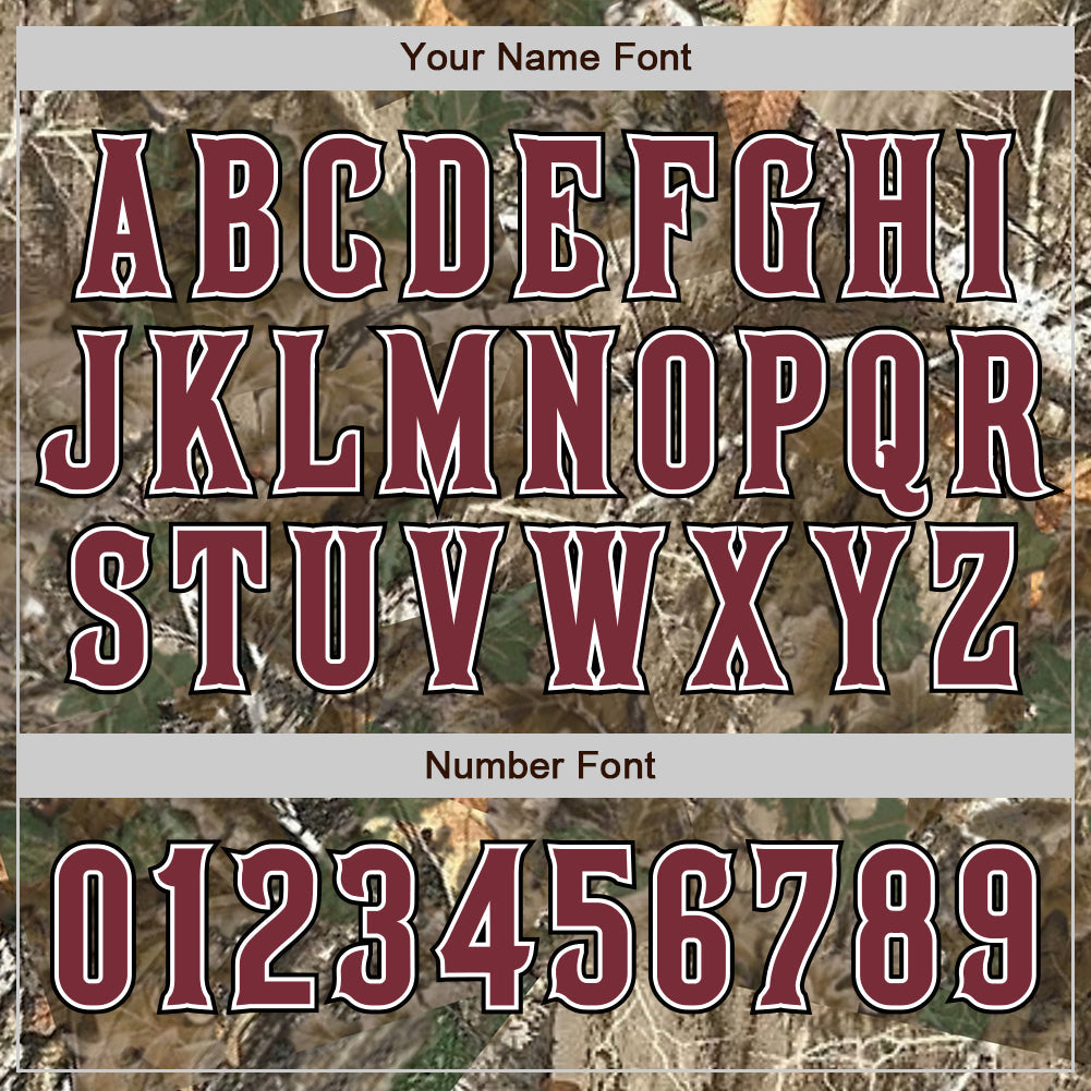 Custom Camo Burgundy White-Black Woodland Forest Camouflage Authentic Salute To Service Baseball Jersey