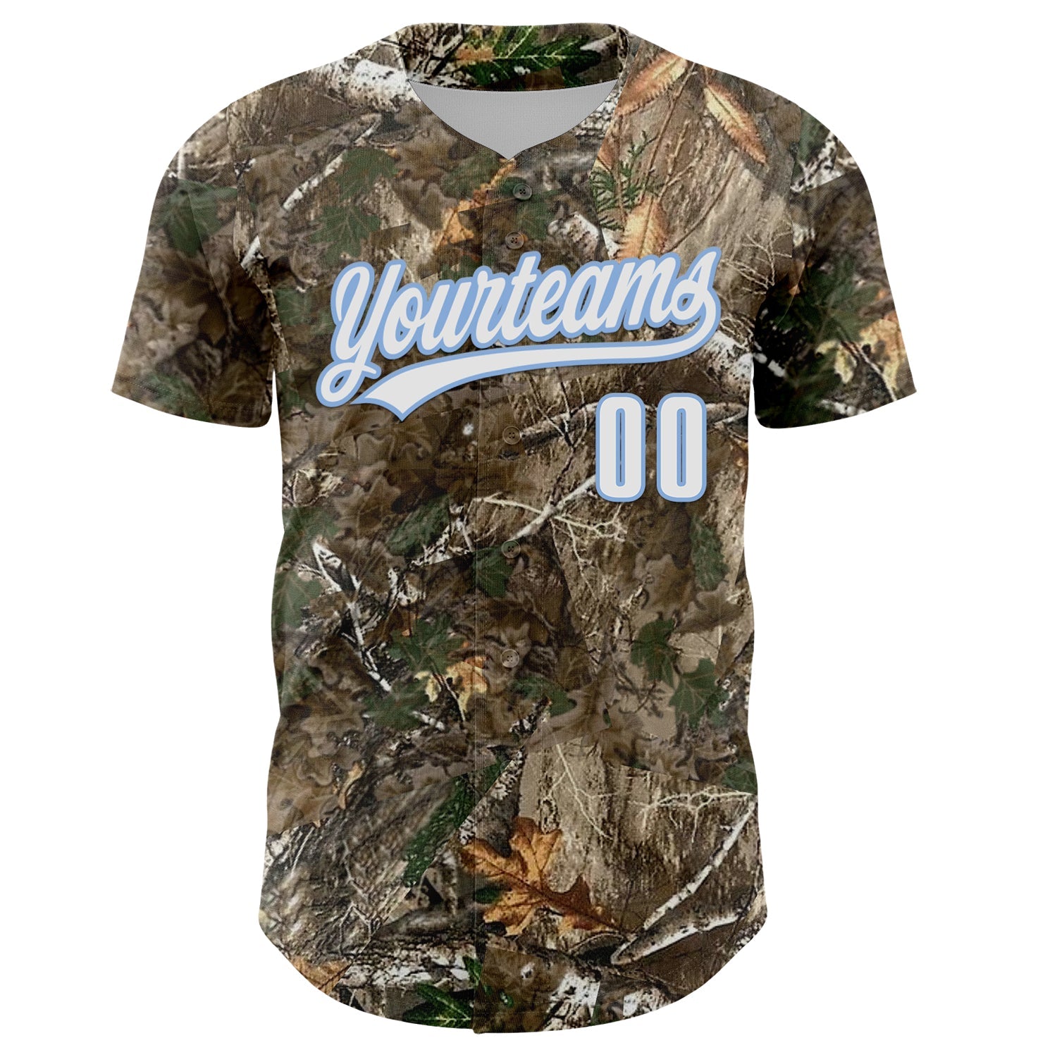 Custom Camo White-Light Blue Woodland Forest Camouflage Authentic Salute To Service Baseball Jersey