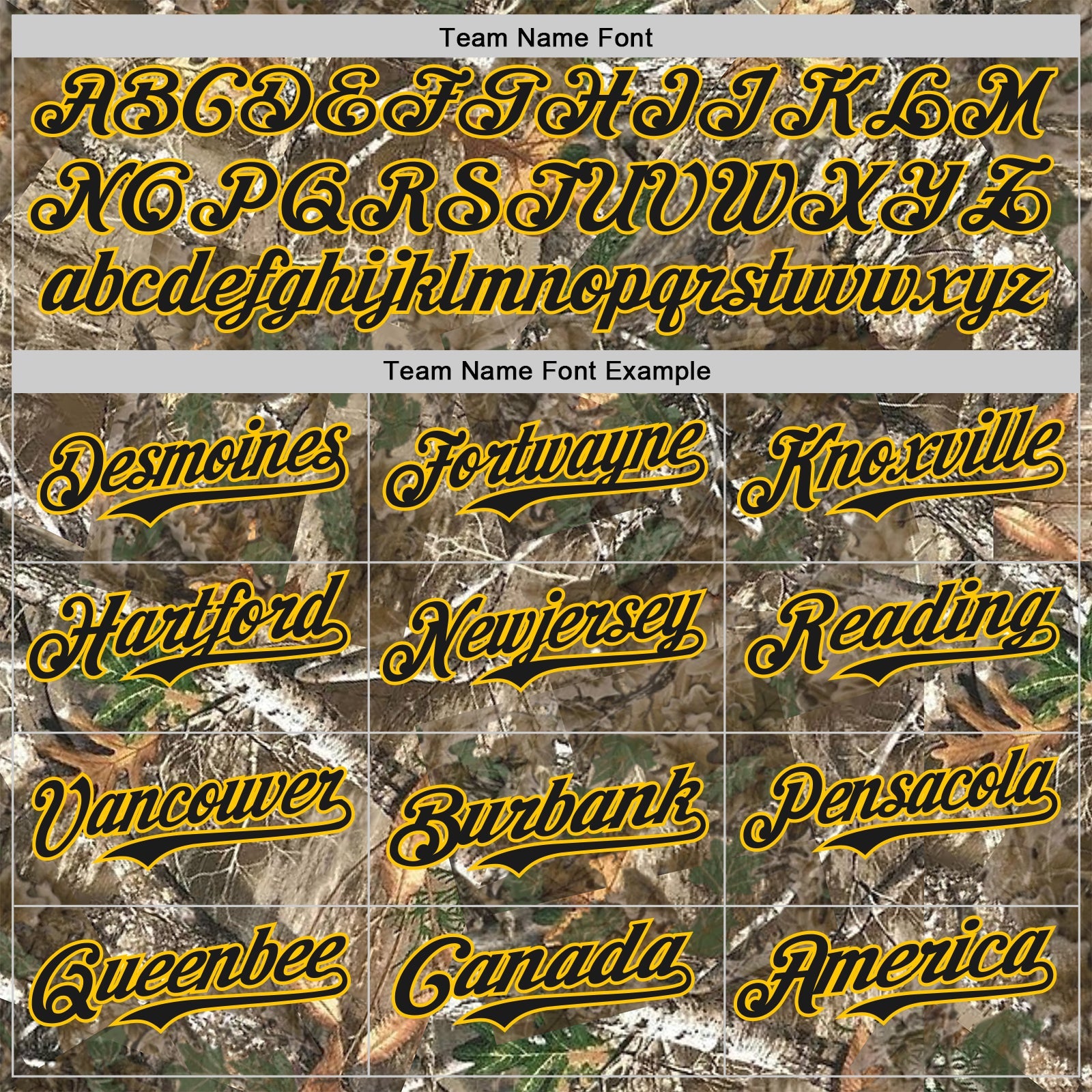 Custom Camo Black-Yellow Woodland Forest Camouflage Authentic Salute To Service Baseball Jersey