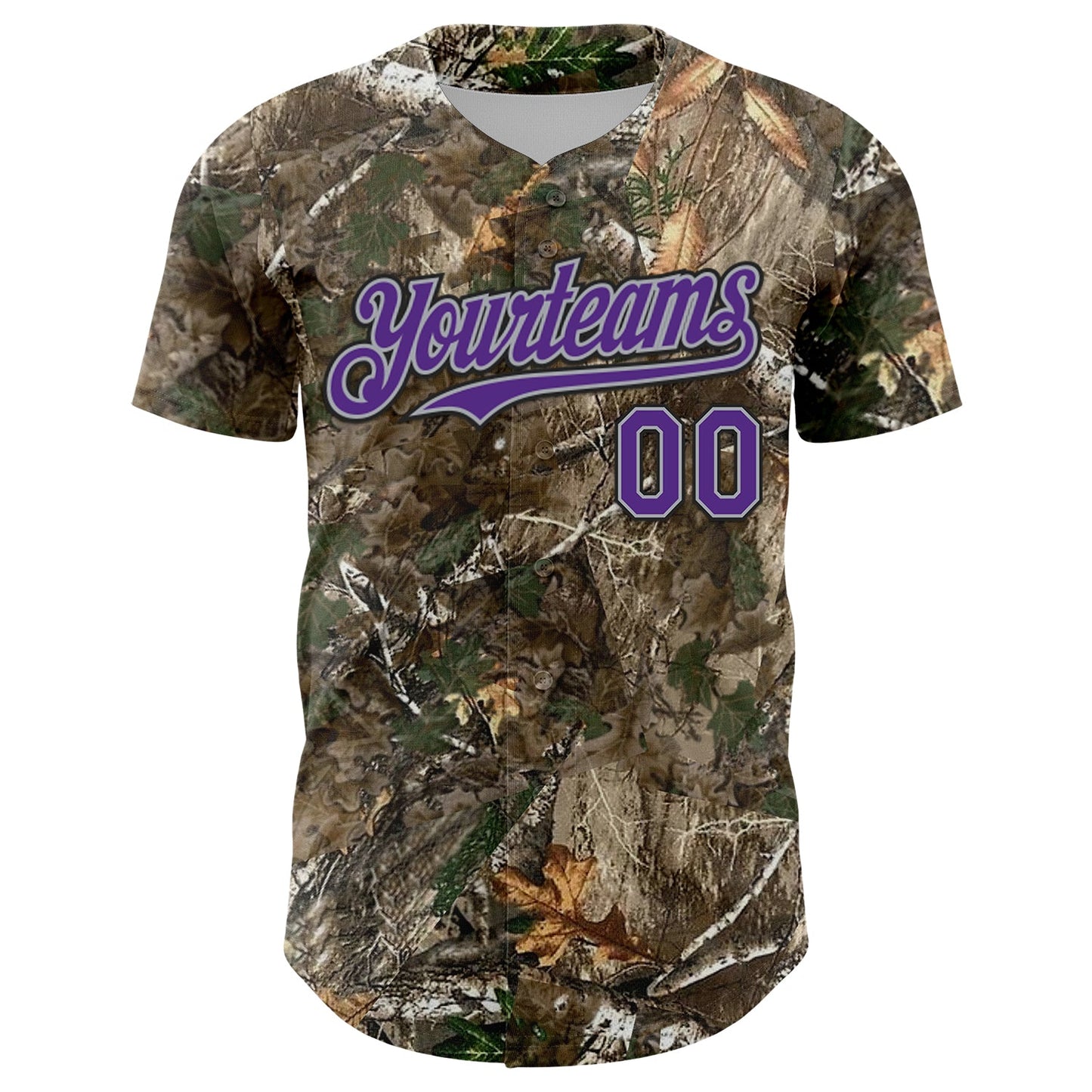 Custom Camo Purple Gray-Black Woodland Forest Camouflage Authentic Salute To Service Baseball Jersey