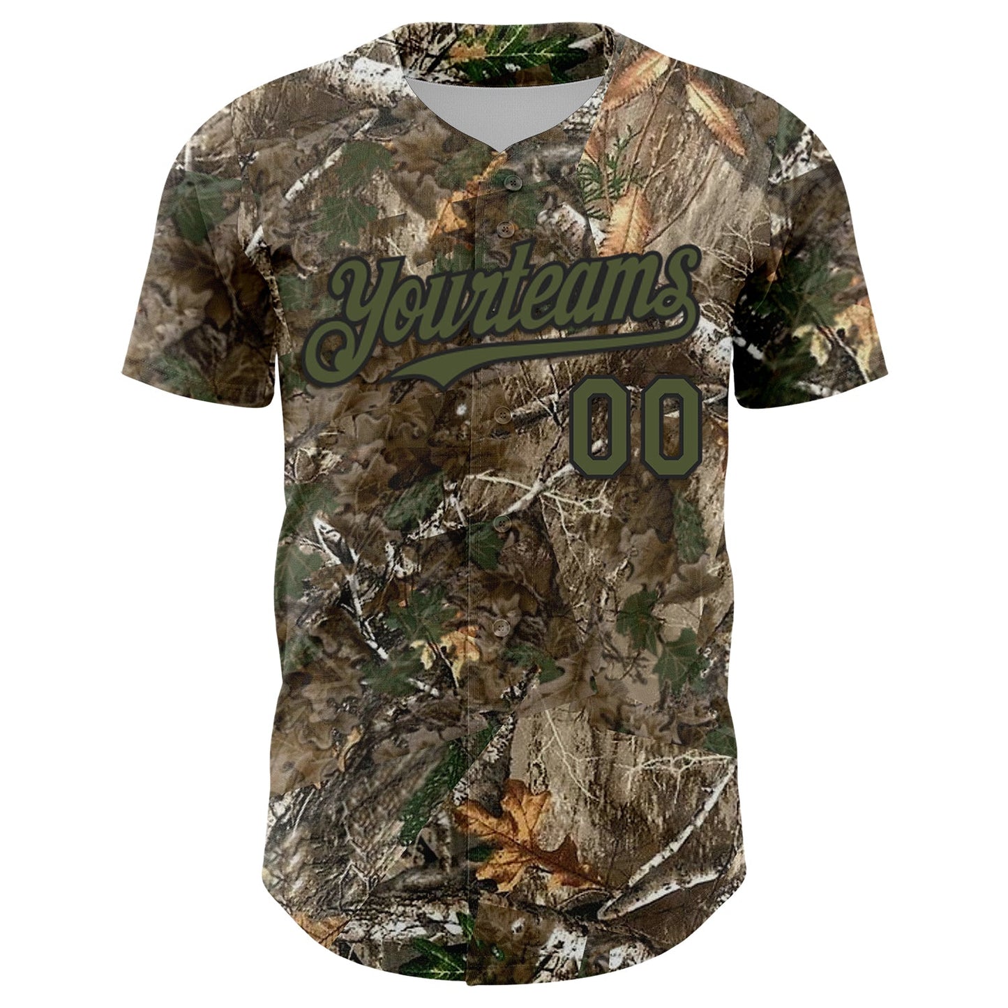 Custom Camo Olive-Black Woodland Forest Camouflage Authentic Salute To Service Baseball Jersey