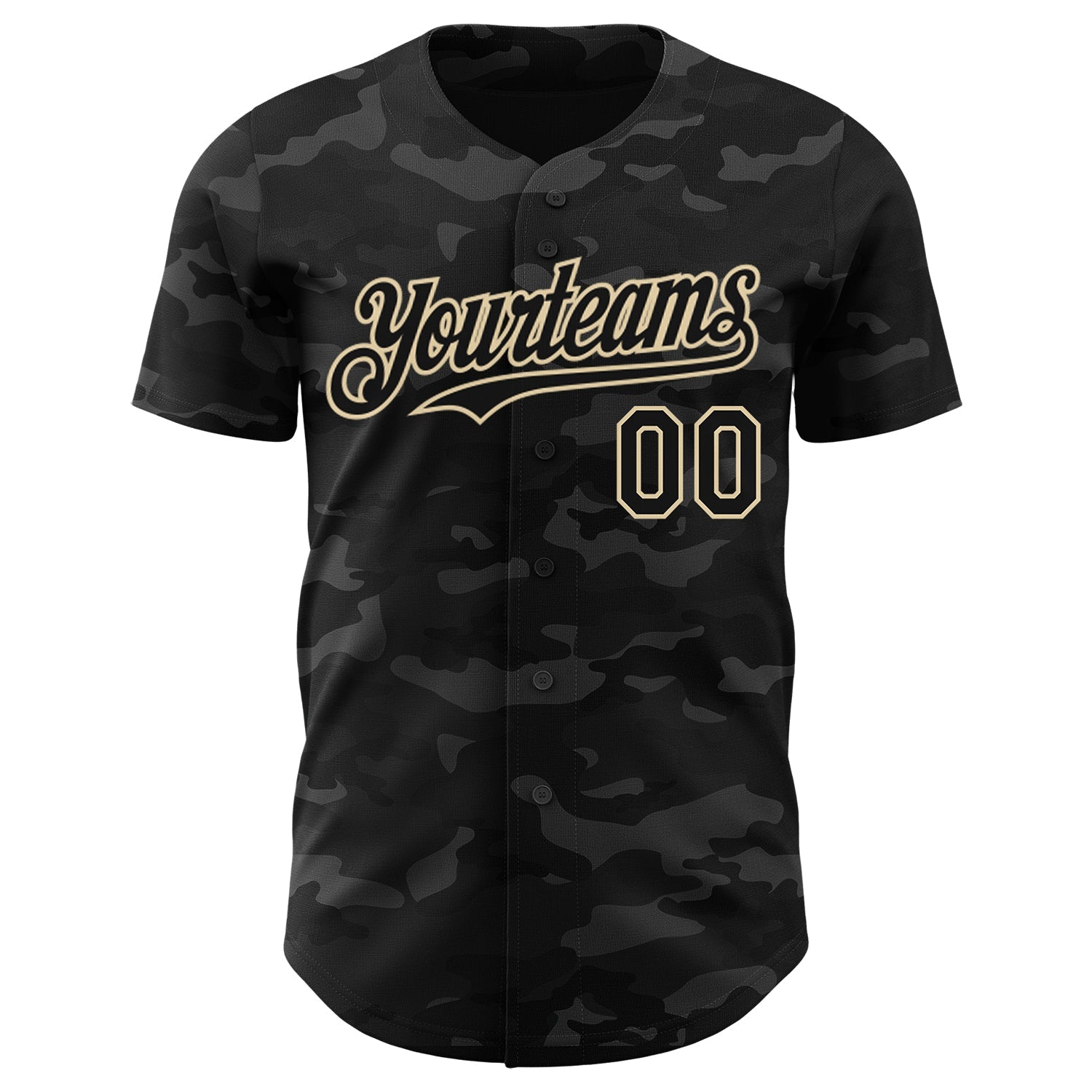 Custom Camo Black-Cream Dark Camouflage Tactical Style Authentic Salute To Service Baseball Jersey