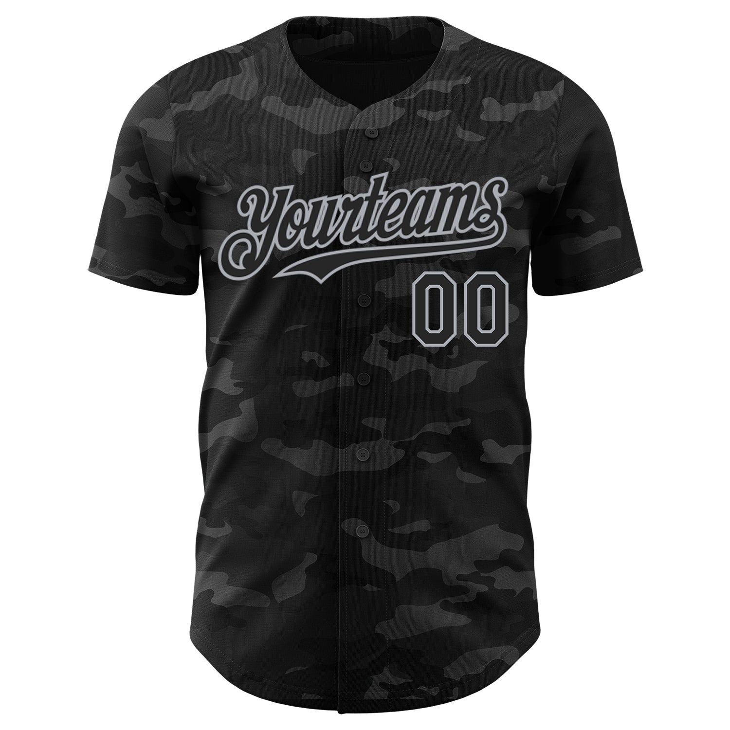 Custom Camo Black-Gray Dark Camouflage Tactical Style Authentic Salute To Service Baseball Jersey