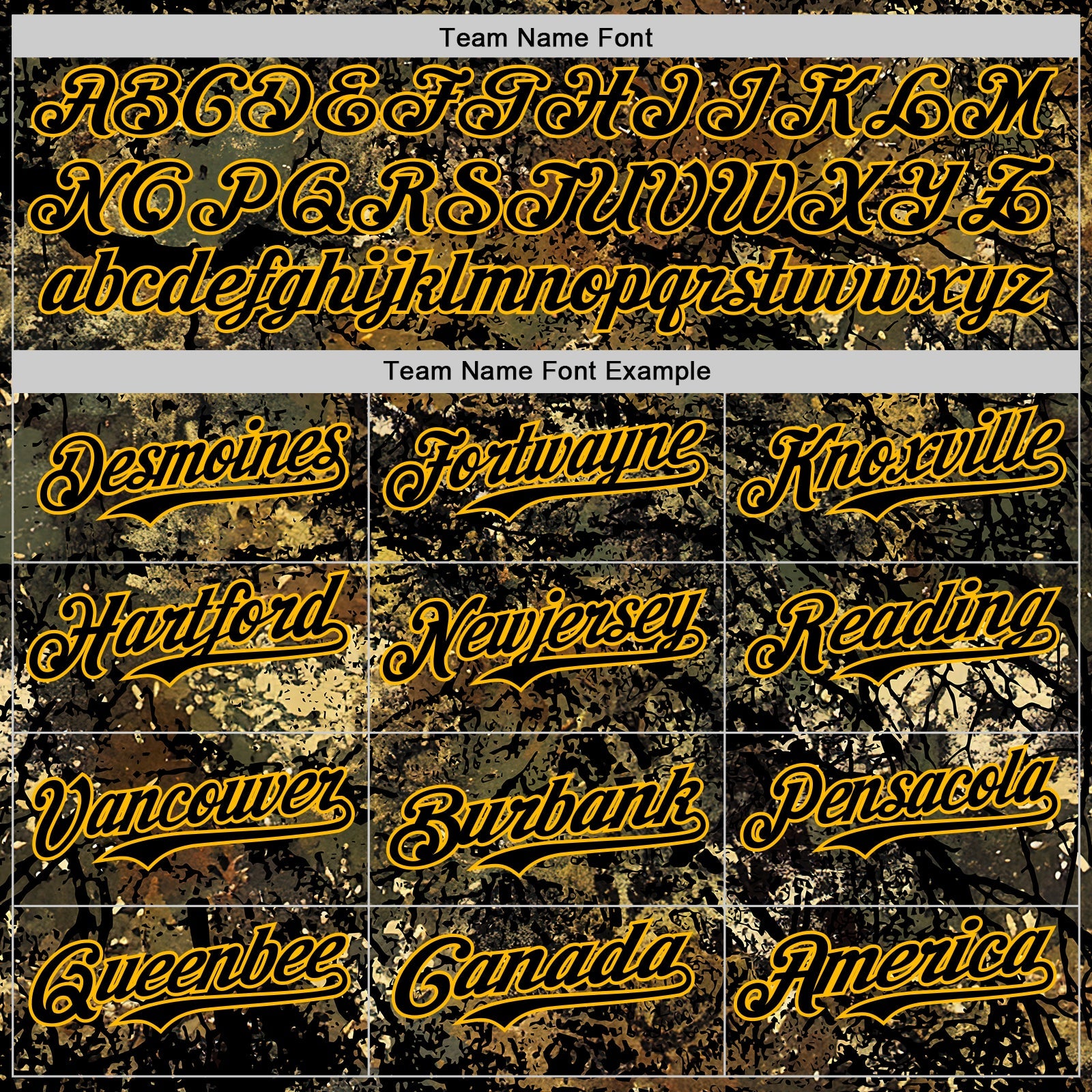 Custom Camo Black-Gold Woodland Forest Tactical Camouflage Outdoor Leaf Authentic Baseball Jersey
