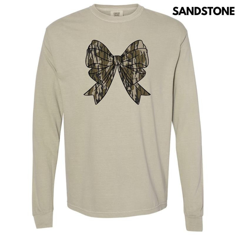 Camouflage Bow Long Sleeve Comfort Colors T-Shirt 'NLB' Hoodie, Sweatshirt | WearSparks.com