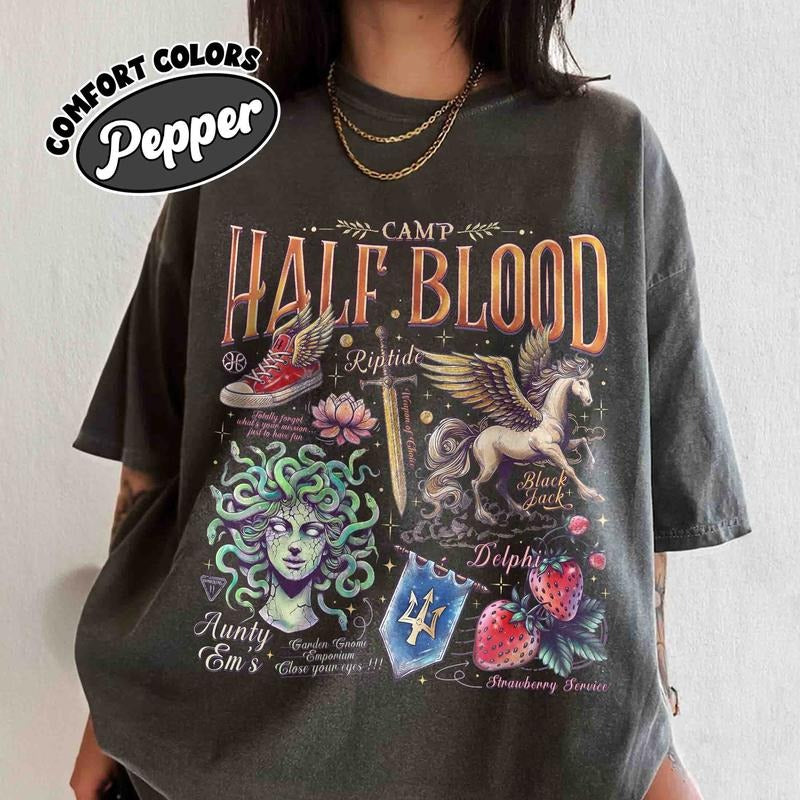 Camp Half Blood Camping Comfort Colors Shirt, Lotus Hotel Black Jack T Shirt, Heroes of Olympus Tee, Book Lover Gift...