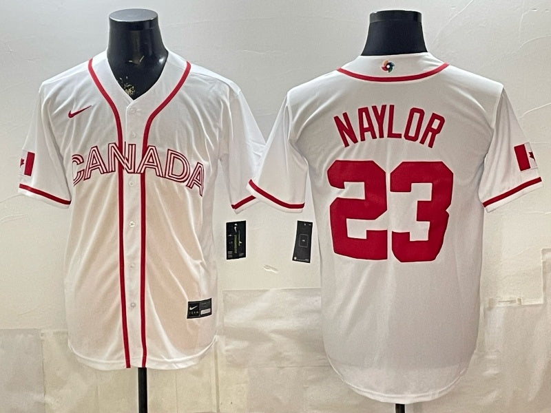 Canada Baseball #23 Naylor White 2026 World Baseball Classic 26 World Cup