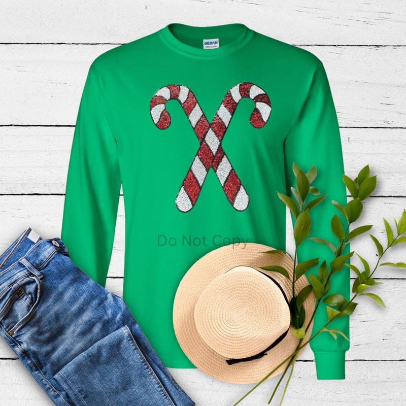 Candy Cane Sequin Patch ONLY - This is NOT a T Shirt Hoodie, Sweatshirt | WearSparks.com