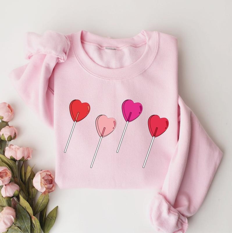 Candy Heart Sweatshirt, Heart Sucker Sweatshirt, Valentines Day Sweatshirt, Cute Valentines Sweatshirt, Valentine Graphic...
