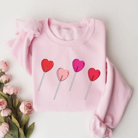 Candy Heart Sweatshirt, Heart Sucker Sweatshirt, Valentines Day Sweatshirt, Cute Valentines Sweatshirt, Valentine Graphic...