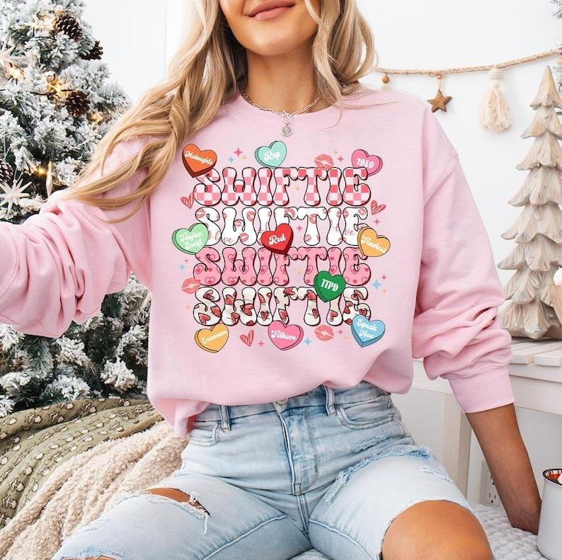 Candy Heart Valentine , Crewneck Sweatshirt, Cozy Winter Apparel, TS Gift Fan, Valentine , Music Fan V Day T-Shirts, Hoodie