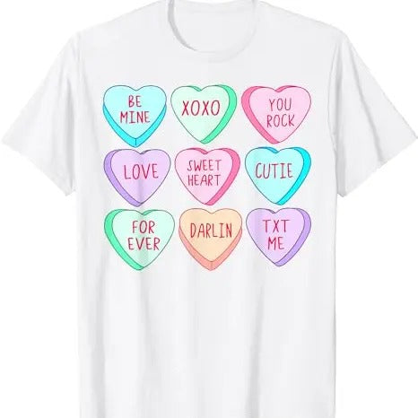 Candy Sweet Hearts Love Valentines Day Shirt Women Girls T-Shirt, Valentines shirt, Heart Sweatshirt, Funny Valentines...