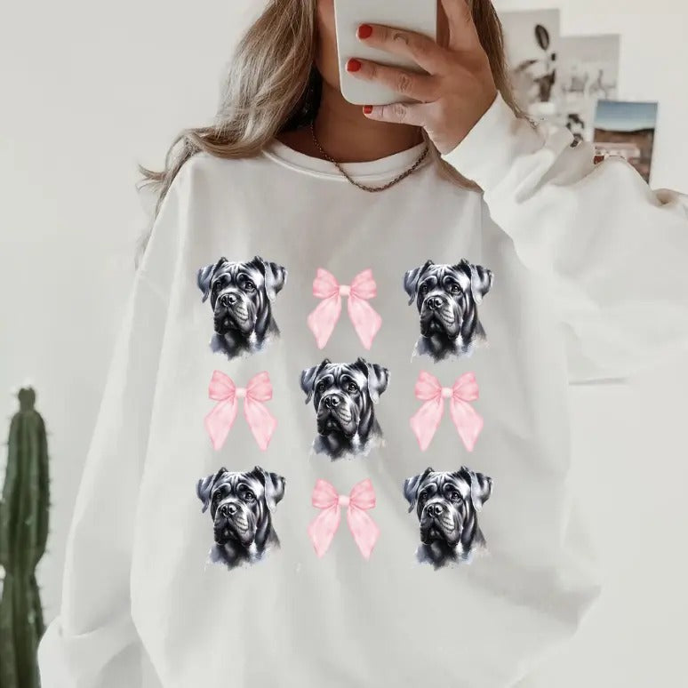 Cane Corso With Bows Sweatshirt ~ Sweatshirt Unisex Apparel Relaxed Fit Printed in the USA Clothing Womenswear Casual and...