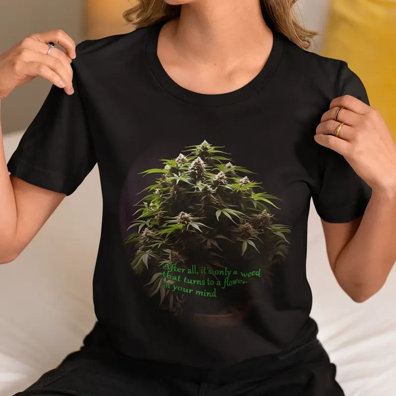 Cannabis Bud Bush Graphic T Shirt Pot Plant In Full Bloom Gift For Pot Head Hoodie, Sweatshirt | WearSparks.com