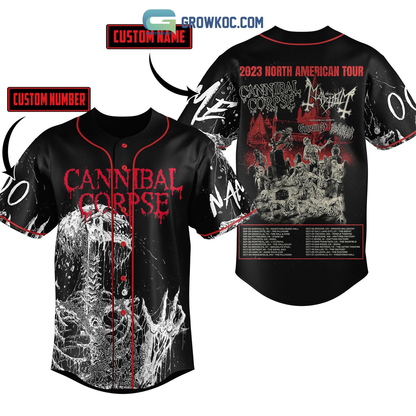 Cannibal Corpse 2023 North American Tour Personalized Baseball Jersey