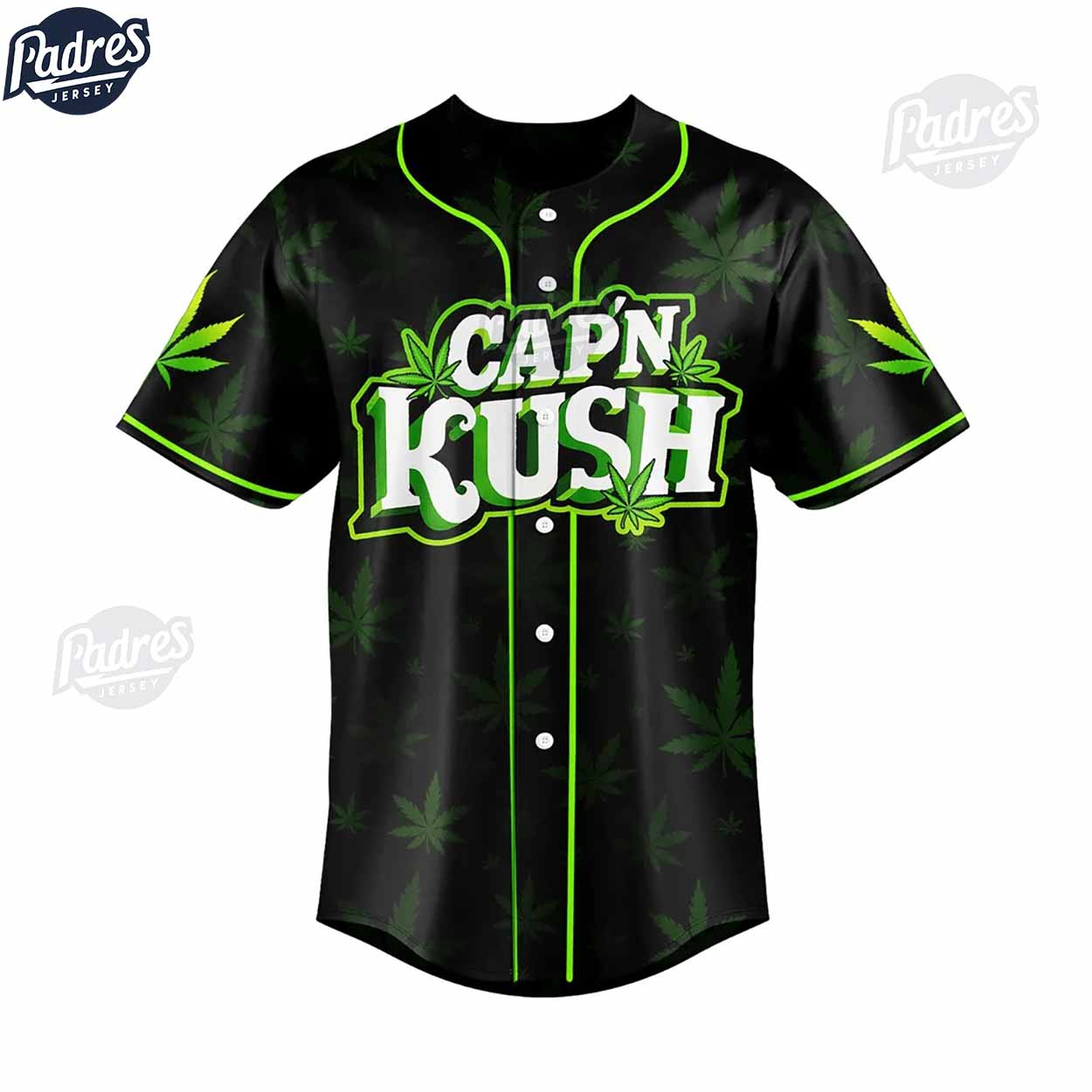 Cap'n Kush Weed Custom Baseball Jersey Style - Padres Jersey Oasis: Elevate Your Baseball Style Game T-Shirts,... (Image 3)