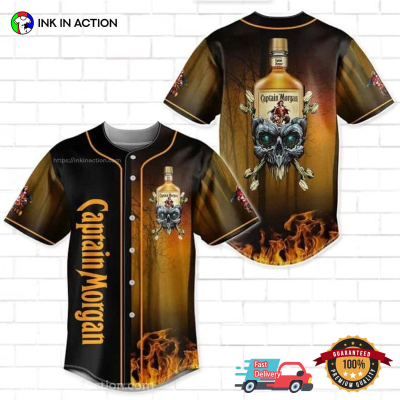 Captain Morgan Skull And Rum On Fire Baseball Jersey