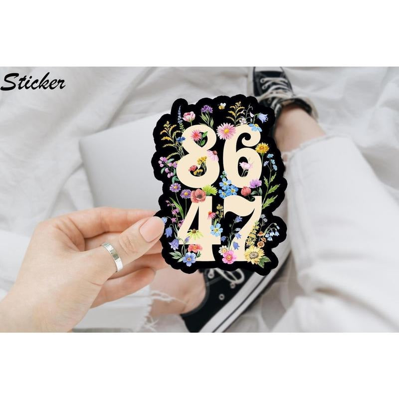 Floral 8647 Anti Trump Sticker/Car Magnet, Subtle Anti Sticker, Girly Political,Floral Liberal Leftist Feminist, Social...