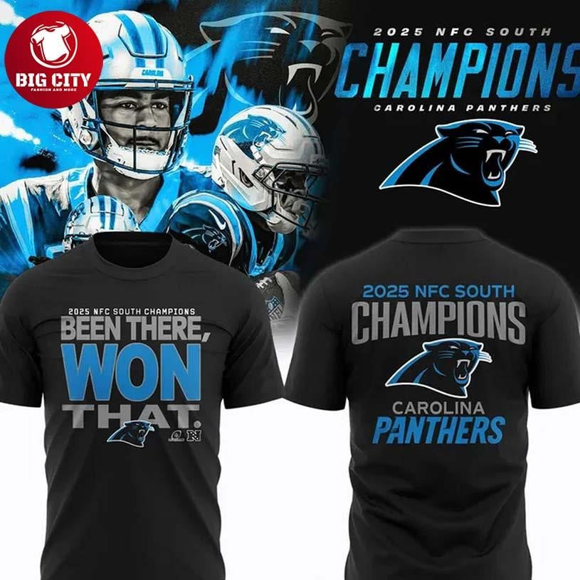Carolina Panthers 2025 NFC South Division Champs All Black Two Sided Shirt
