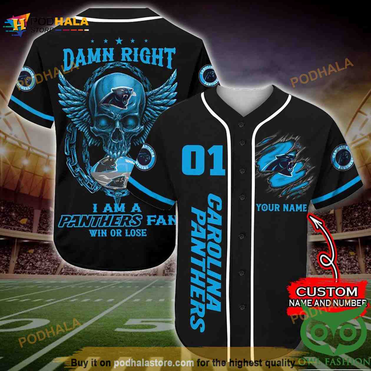Carolina Panthers 3D Baseball Jersey Personalized Gift, Custom Name Number