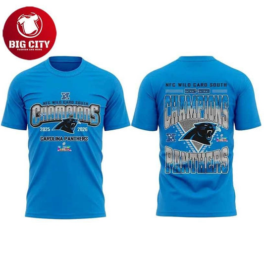 Carolina Panthers NFC Wild Card South Champions 2025-2026 Blue Two Sided Shirt