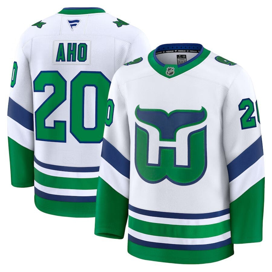 Carolina Hurricanes #20 Sebastian Aho Throwback Premium Jersey - White