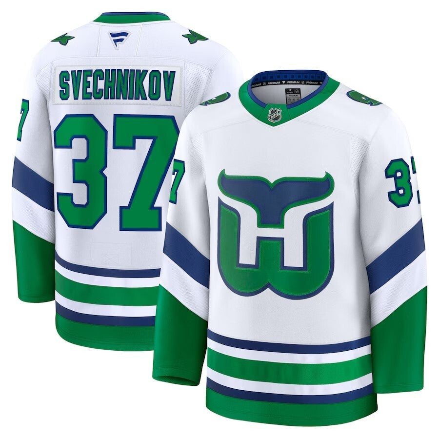 Carolina Hurricanes #37 Andrei Svechnikov Throwback Premium Jersey - White