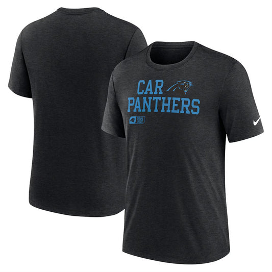 Carolina Panthers Black Overlap Lockup Tri-Blend T-Shirt
