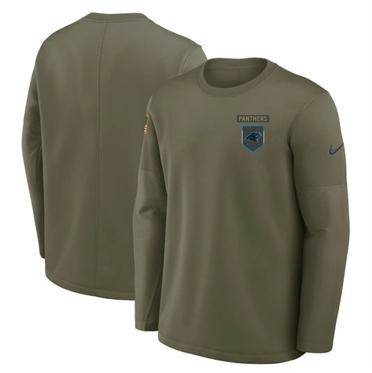 Carolina Panthers Olive 2025 Salute to Service Sideline Coaches Therma-FIT Long