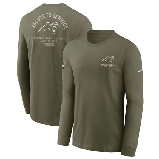 Carolina Panthers Olive 2025 Salute to Service Sideline Long Sleeve T-Shirt