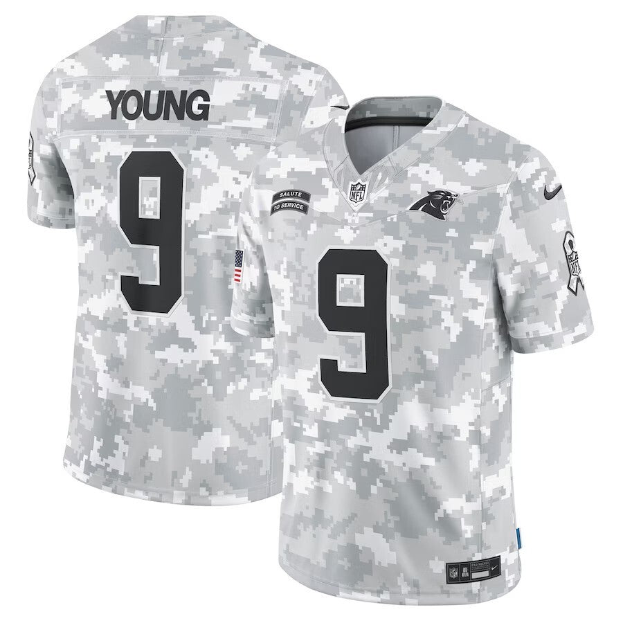 Carolina Panthers #9 Bryce Young 2024 Salute to Service Limited Jersey - Arctic Camo