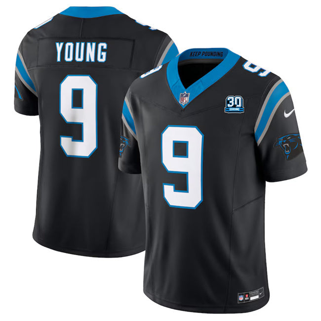 Carolina Panthers #9 Bryce Young Black 2024 30th Anniversary Patch F.U.S.E. Vapor