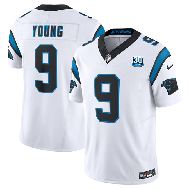 Carolina Panthers #9 Bryce Young White 2024 30th Anniversary Patch F.U.S.E. Vapor