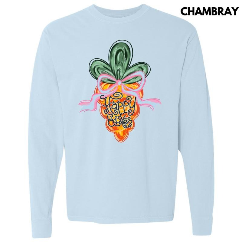 Carrot Happy Easter Long Sleeve Comfort Colors T-Shirt 'NLB' Hoodie, Sweatshirt | WearSparks.com