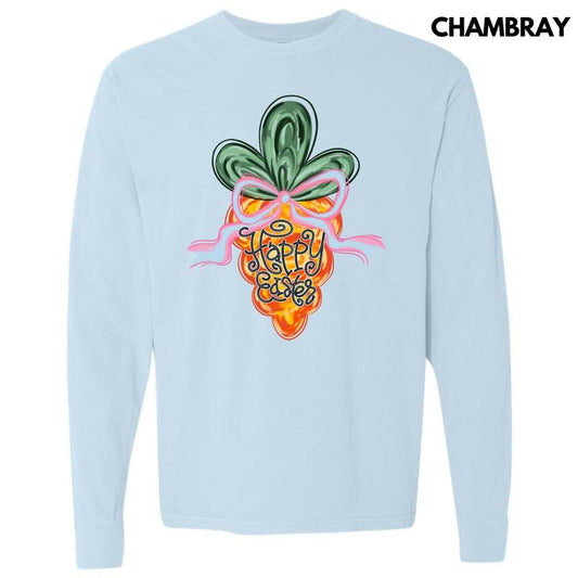 Carrot Happy Easter Long Sleeve Comfort Colors T-Shirt 'NLB' Hoodie, Sweatshirt | WearSparks.com