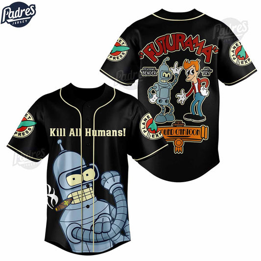 Cartoon Futurama Kill All Humans Custom Baseball Jersey - Padres Jersey Oasis: Elevate Your Baseball Style Game... (Image 1)
