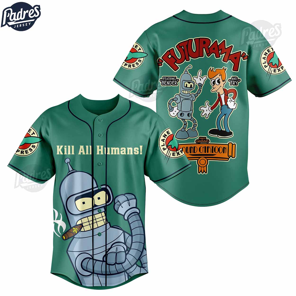 Cartoon Personalized Futurama Tv Series Baseball Jersey - Padres Jersey Oasis: Elevate Your Baseball Style Game... (Image 1)