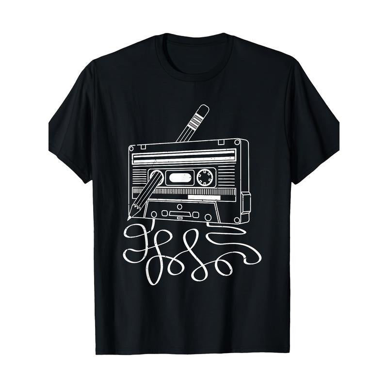 Cassette retro pencils 70's 80's 90's classic music 100% cotton T-shirt Made in USA Hoodie, Sweatshirt | WearSparks.com