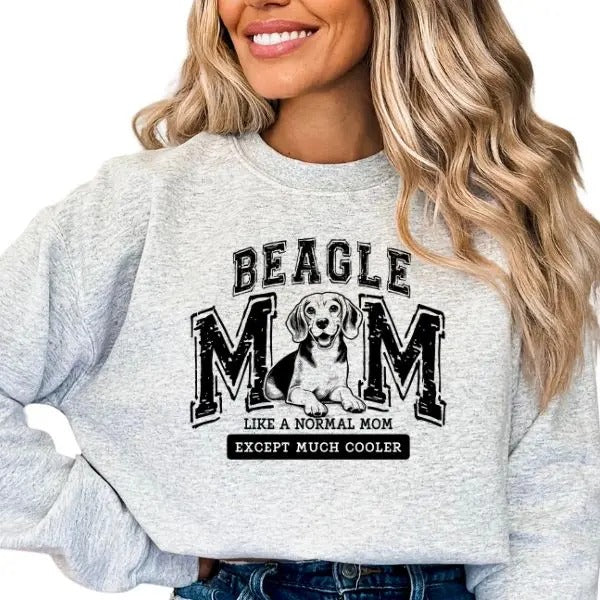 Casual Beagle Mom Sweatshirt, Dog Lover Pullover Crewneck Sweatshirt, Comfortable Long Sleeve Beagle Mom Sweatshirt, Dog...
