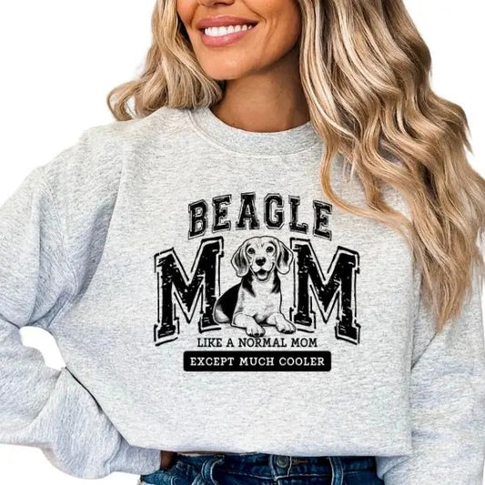 Casual Beagle Mom Sweatshirt, Dog Lover Pullover Crewneck Sweatshirt, Comfortable Long Sleeve Beagle Mom Sweatshirt, Dog...