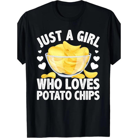 Casual Cotton T-Shirt with Unique Potato Chips Design