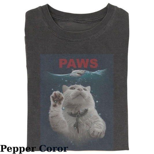 Cat And Shark Shirt, Funny Titanic T-shirt, Cute Cat Shirt, Meme Cat Shirt, Vintage 90s Style Tee, Graphic Shirt, Unisex...