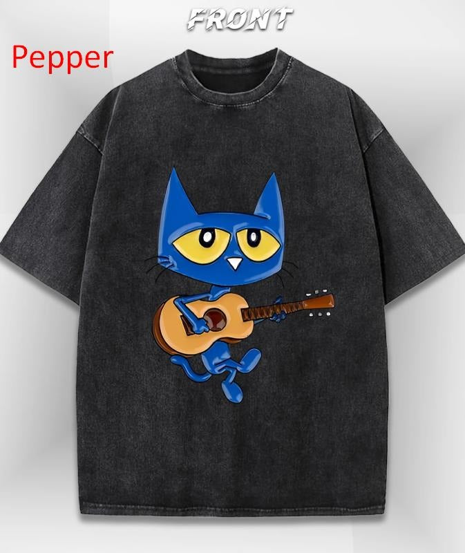 Cat Guitar Graphic T-Shirt, Fun Music Graphic Tee, Casual Streetwear, Unisex Menswear Womenswear Top Hoodie, Sweatshirt