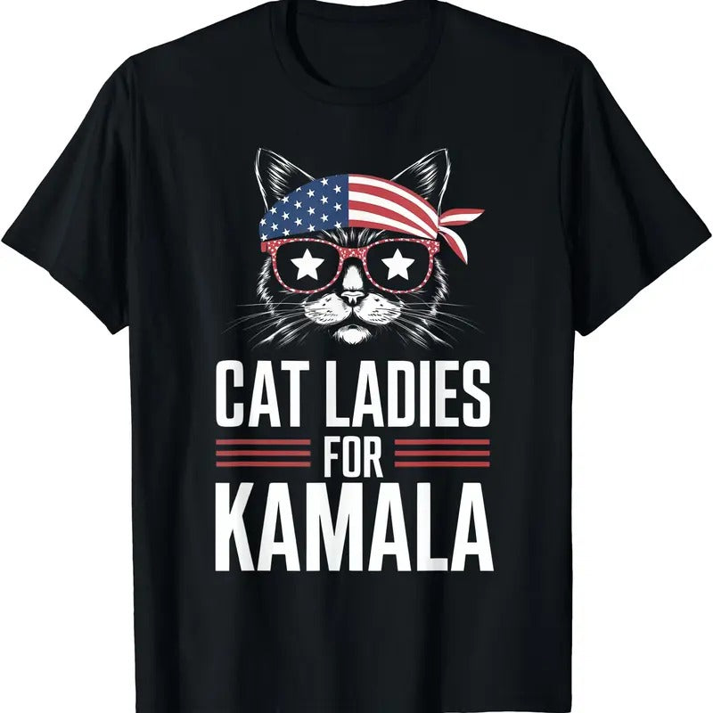 Cat Ladies for Kamala Funny Cat 2024 President Kamala-Harris T-Shirt Hoodie, Sweatshirt | WearSparks.com