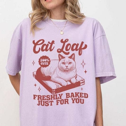 Cat Loaf Shirt, Funny Shirt For Women, Cat Lover Shirts, Gift For Her,  Trendy Retro Tshirts, Cat Lover Graphic Tees,...