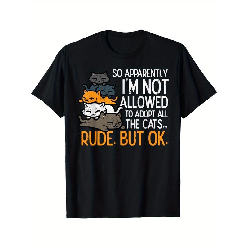 Cat Lover's Delight: Cotton T-Shirt with Funny 'I'm Not Allowed to Adopt All Cats' Print