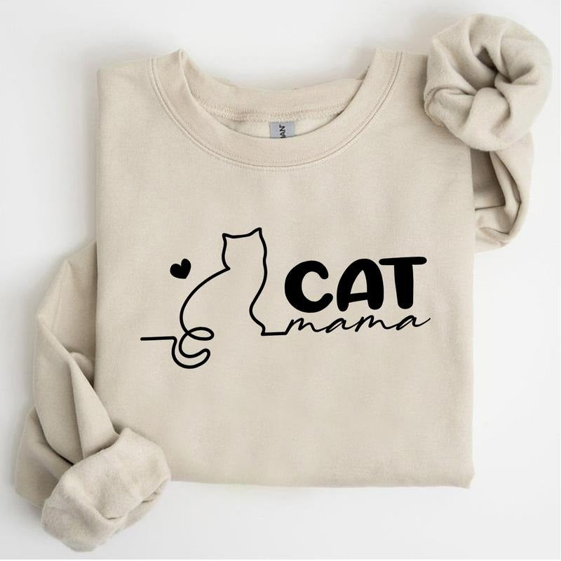 Cat Mama Sweatshirt, Cat Mom Sweater, Mother's Day Gift For Cat Mom, Lover Gift T-Shirts, Hoodie | WearSparks.com